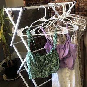 Green floral crop top